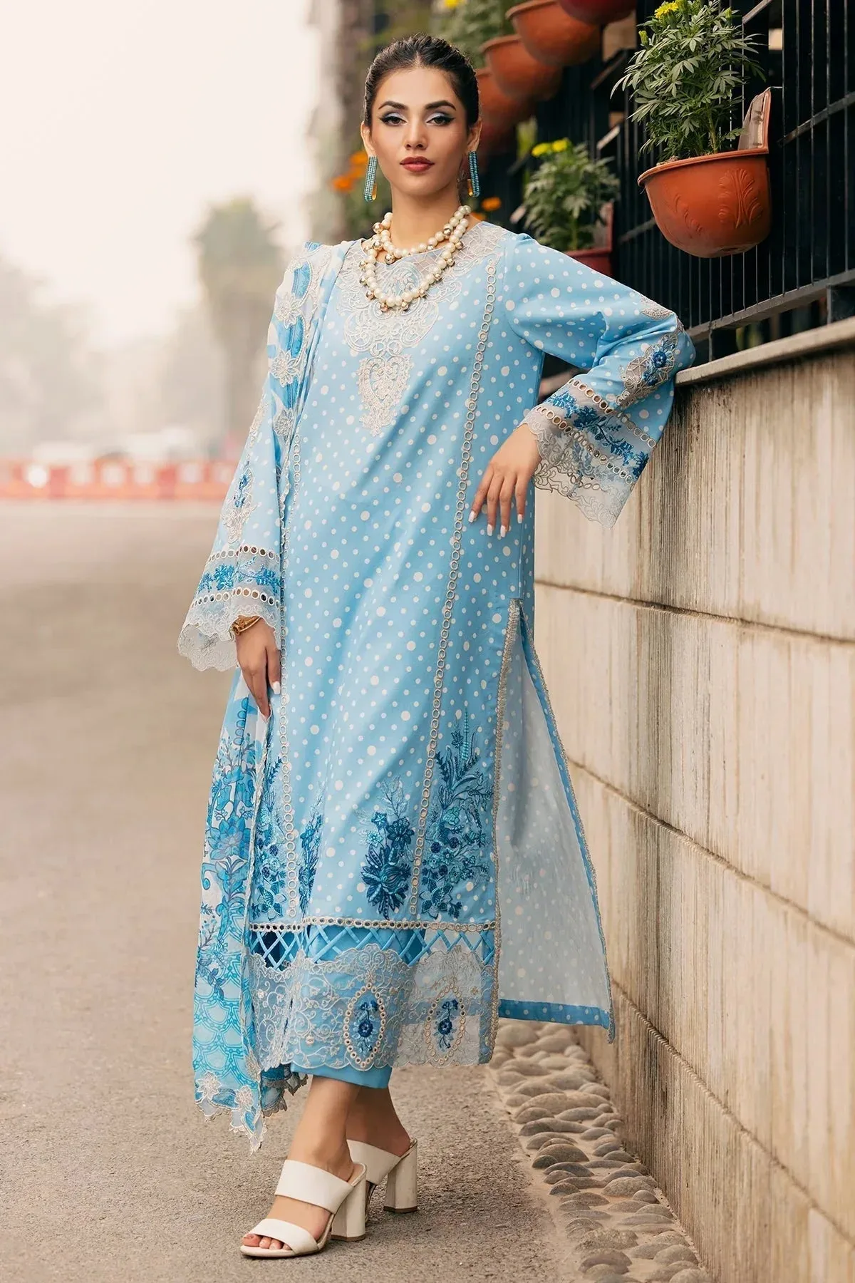 Charizma Swiss Miss Voil Collection Light Blue Chiffon – view 3 – Poshaq