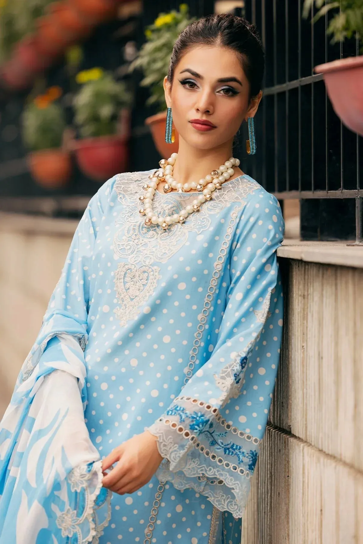 Charizma Swiss Miss Voil Collection Light Blue Chiffon – view 4 – Poshaq