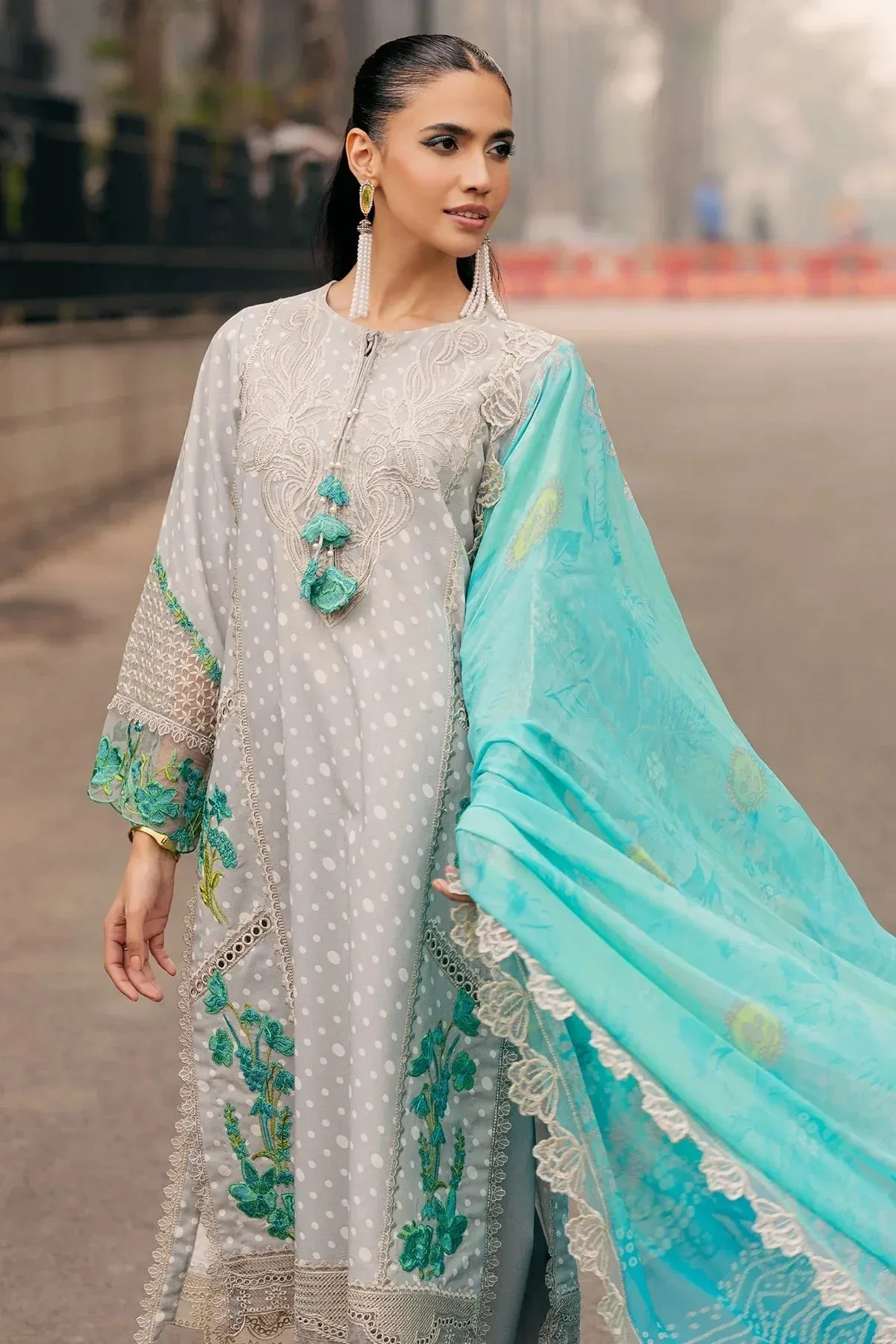 Charizma Swiss Miss Voil Collection Light Gray Chiffon – view 3 – Poshaq
