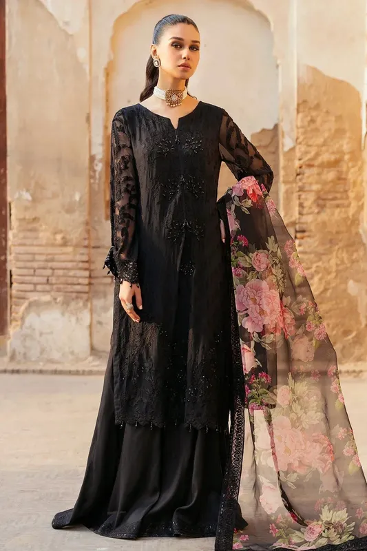 Charizma Festive Pret Black Raw Silk – view 1 – Poshaq