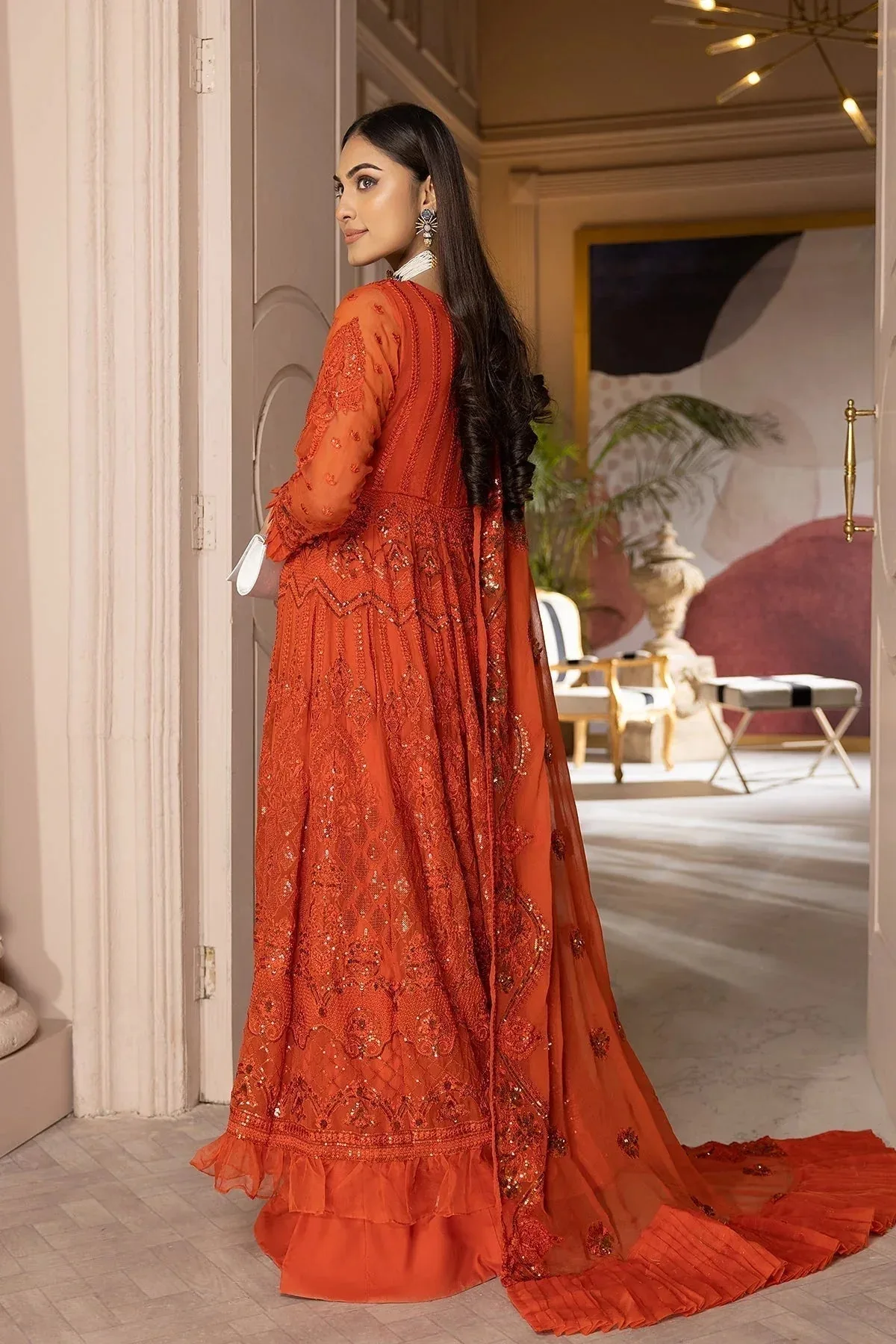 Charizma Statement Dresses Orange Organza – view 2 – Poshaq