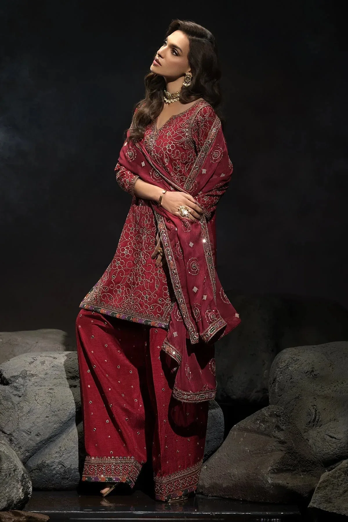 Charizma Statement Dresses Red Raw Silk – view 4 – Poshaq