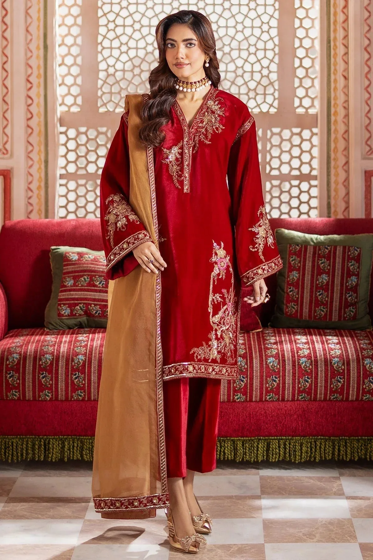Charizma Signora Velvet Red Organza – view 1 – Poshaq