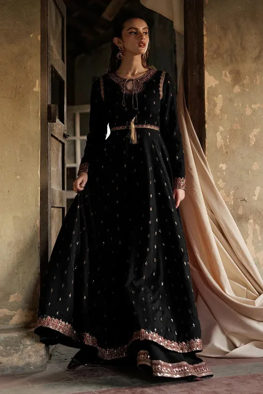 Charizma Statement Dresses Black Raw Silk – view 1 – Poshaq
