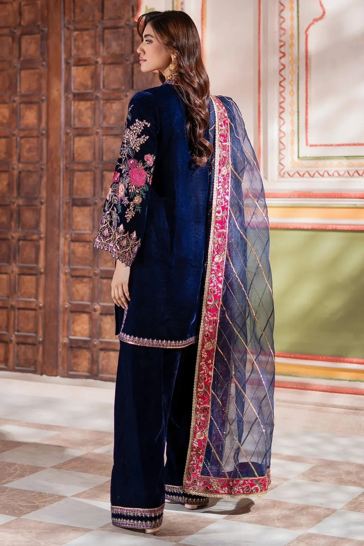 Charizma Signora Velvet Navy Organza – view 2 – Poshaq