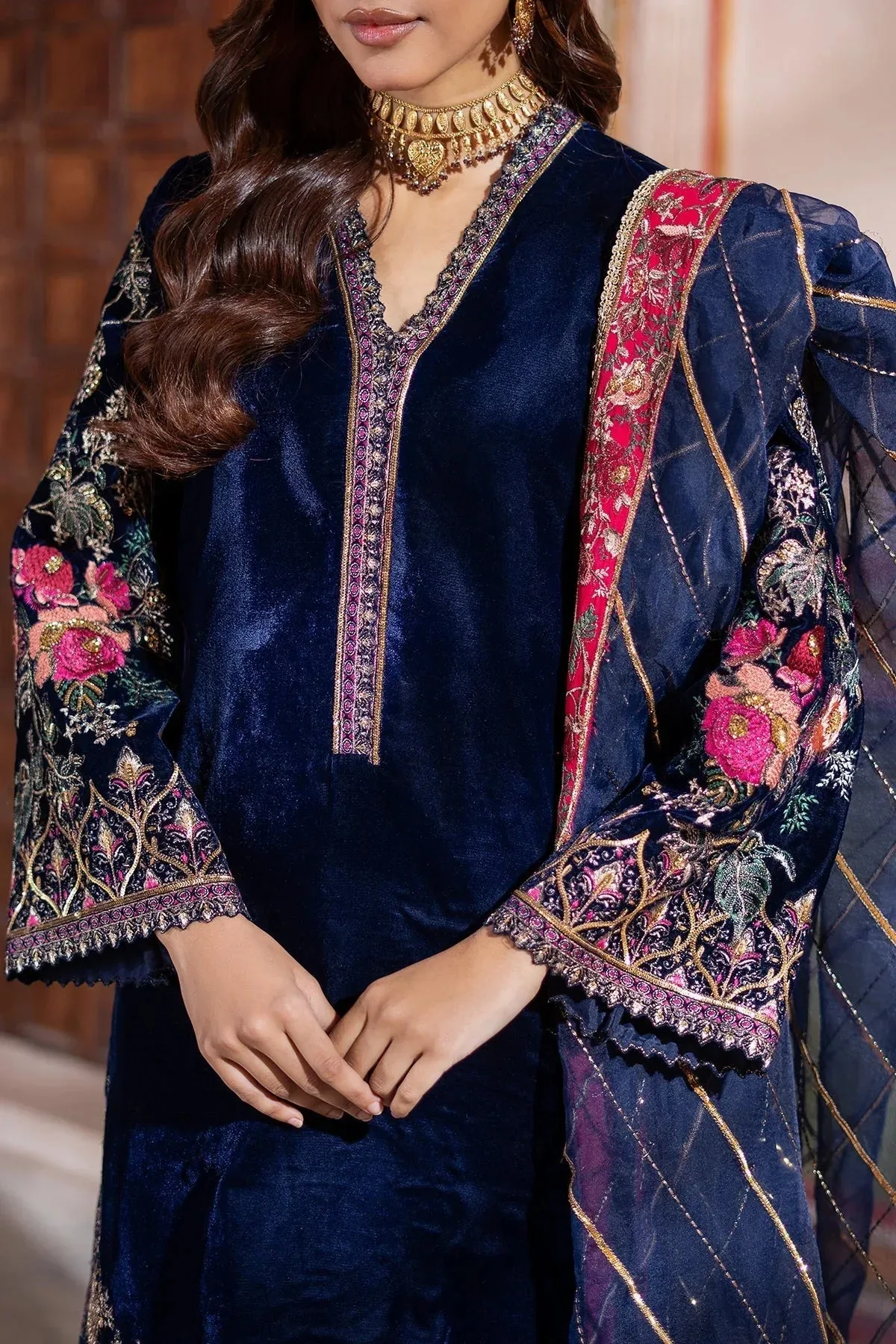 Charizma Signora Velvet Navy Organza – view 7 – Poshaq