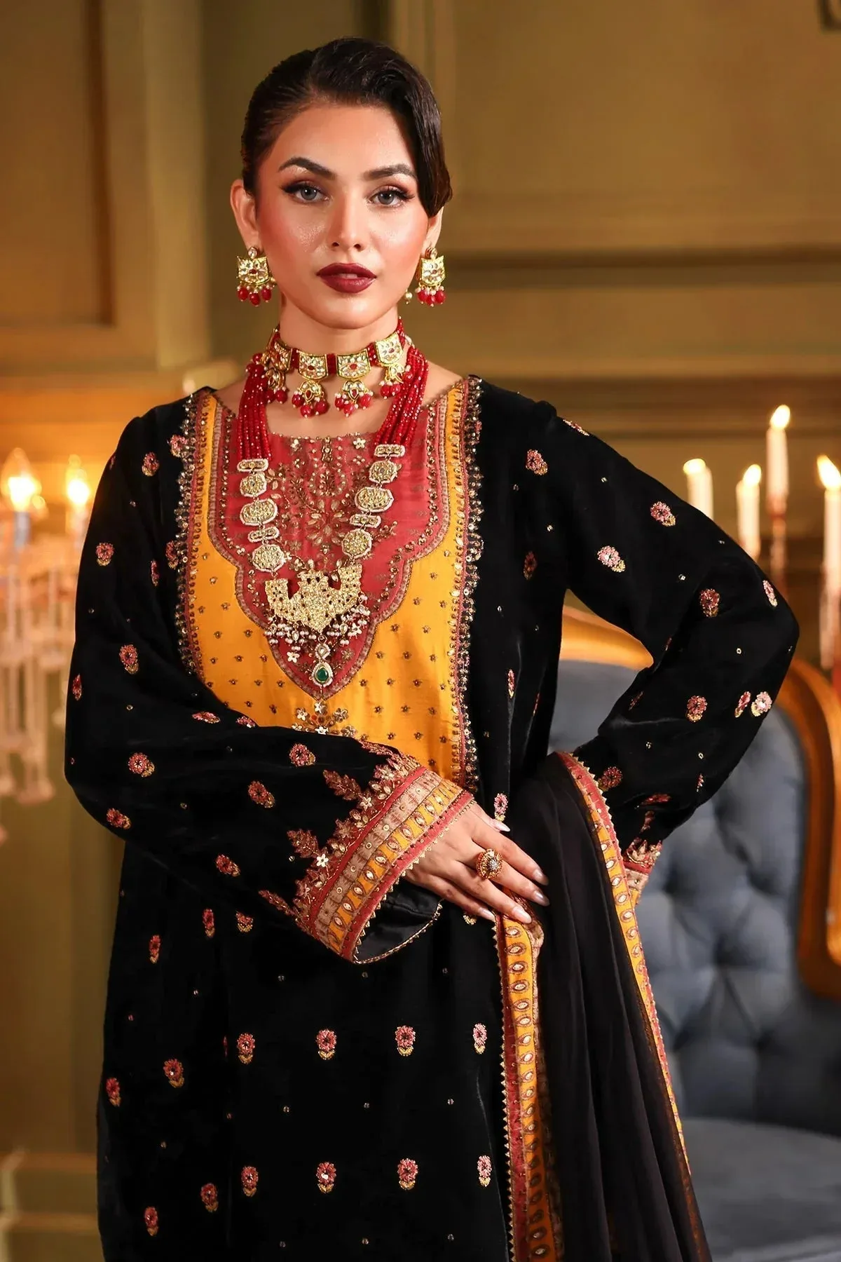Charizma Signora Velvet Black Chiffon – view 4 – Poshaq