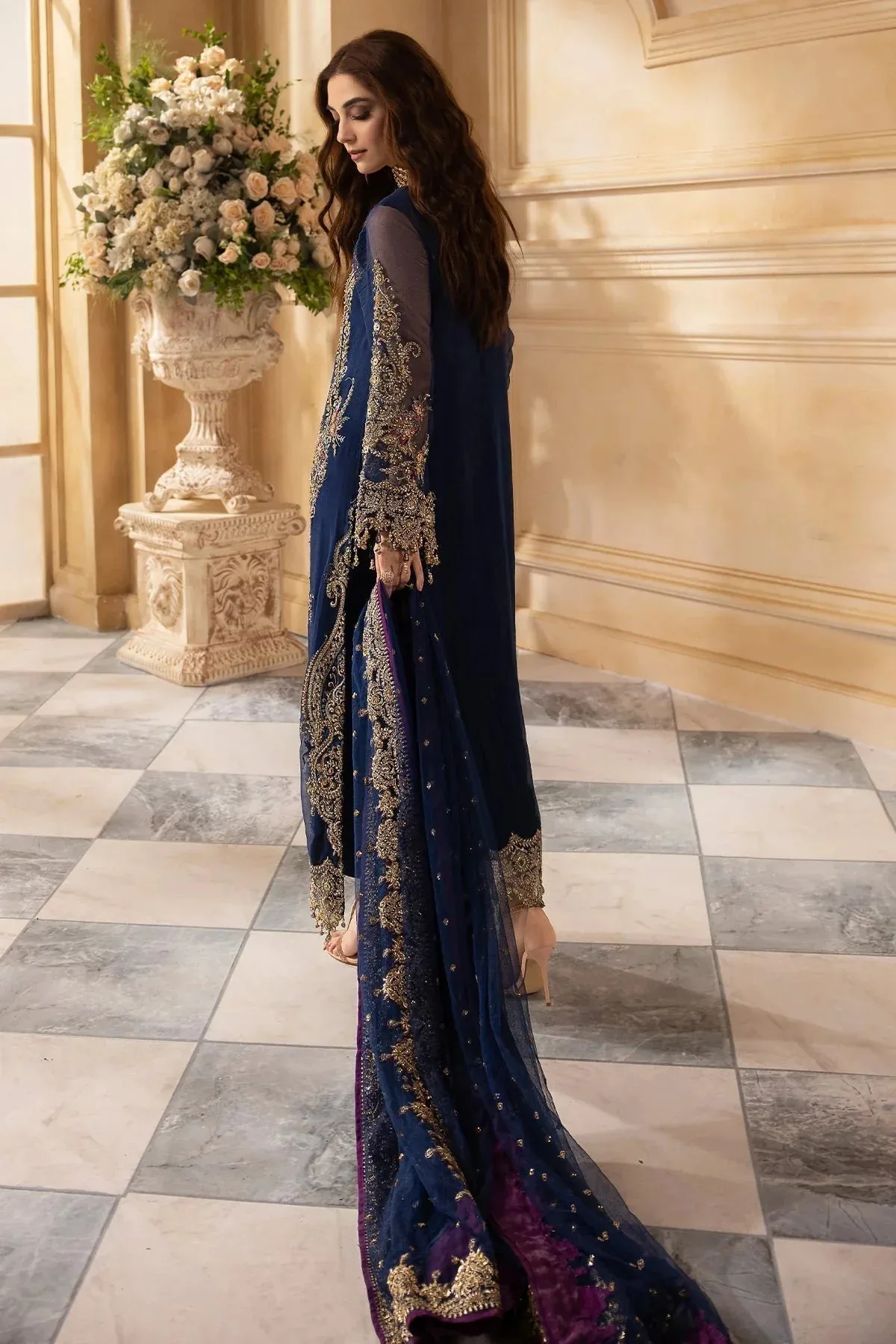 Charizma Dastan e Jashan Navy Blue Raw Silk – view 2 – Poshaq