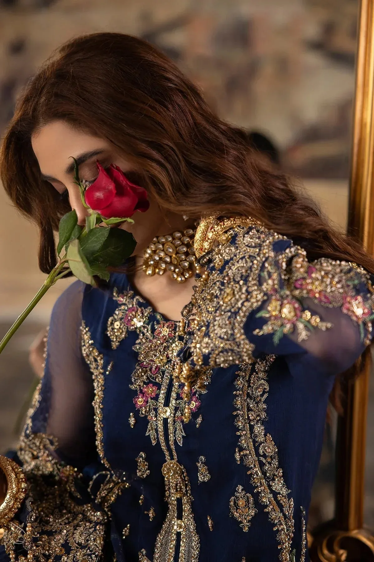 Charizma Dastan e Jashan Navy Blue Raw Silk – view 4 – Poshaq