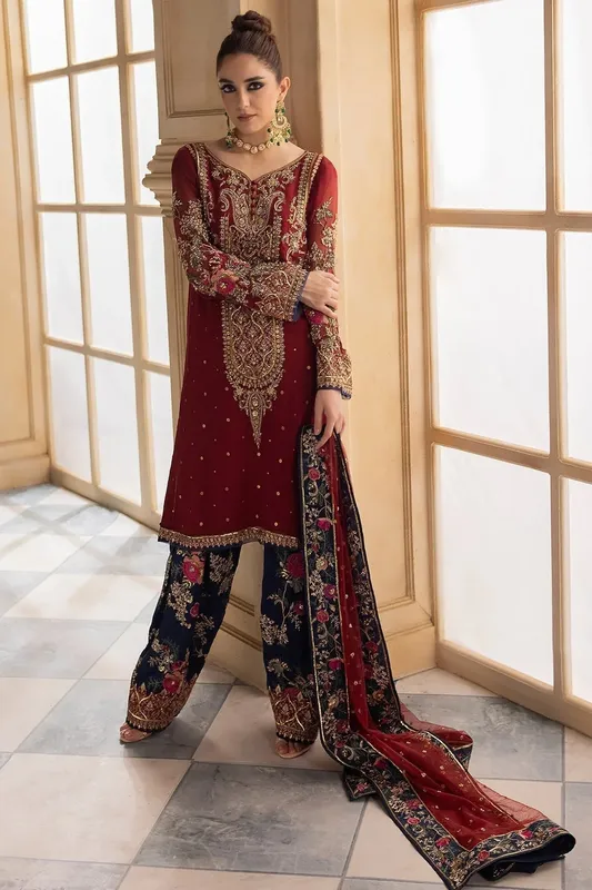 Charizma Dastan e Jashan Red Raw Silk – view 1 – Poshaq