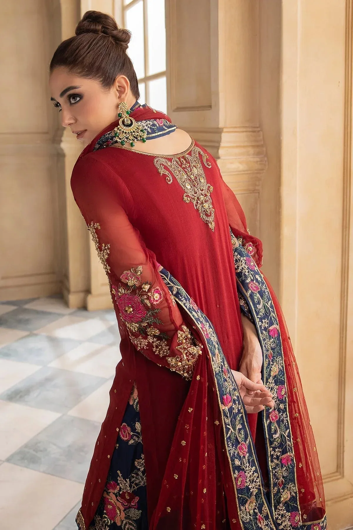 Charizma Dastan e Jashan Red Raw Silk – view 2 – Poshaq