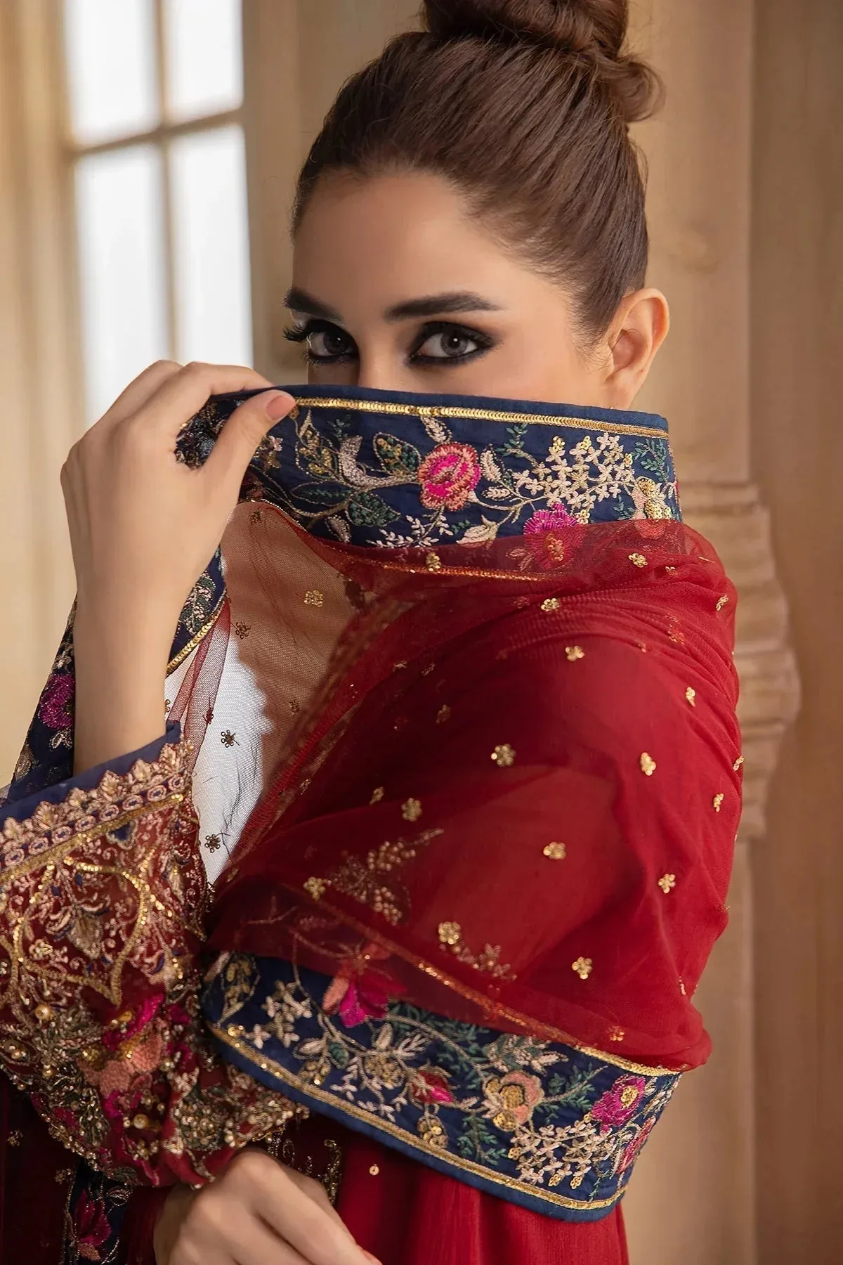 Charizma Dastan e Jashan Red Raw Silk – view 3 – Poshaq