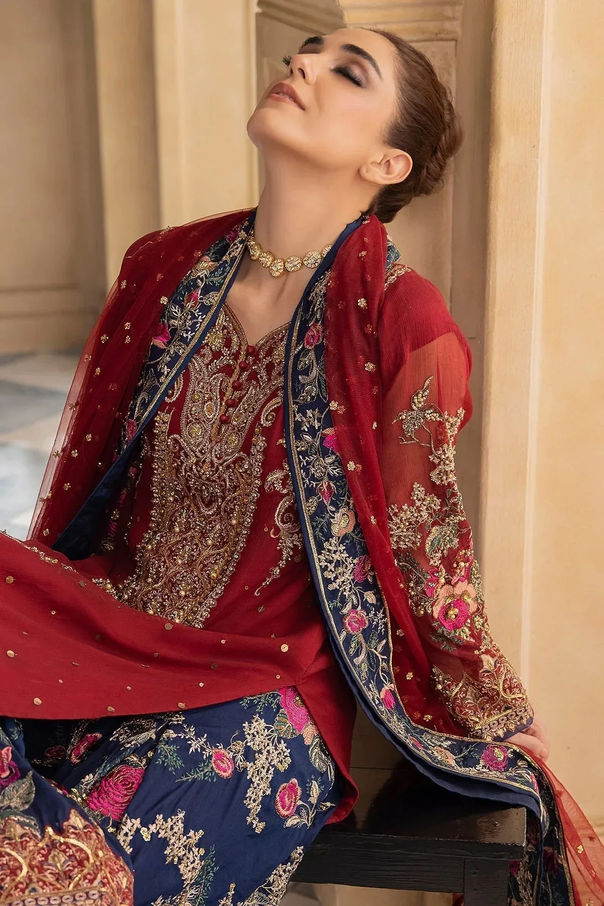 Charizma Dastan e Jashan Red Raw Silk – view 5 – Poshaq