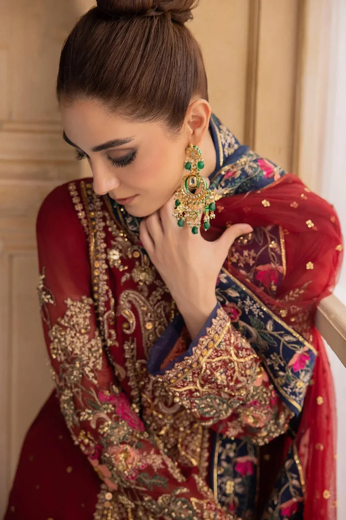 Charizma Dastan e Jashan Red Raw Silk – view 7 – Poshaq