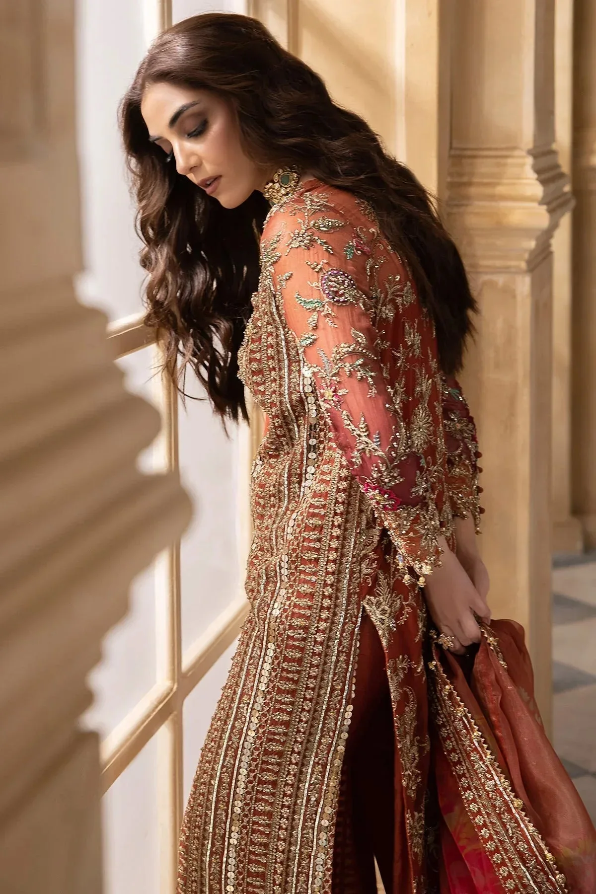 Charizma Dastan e Jashan Orange Raw Silk – view 5 – Poshaq