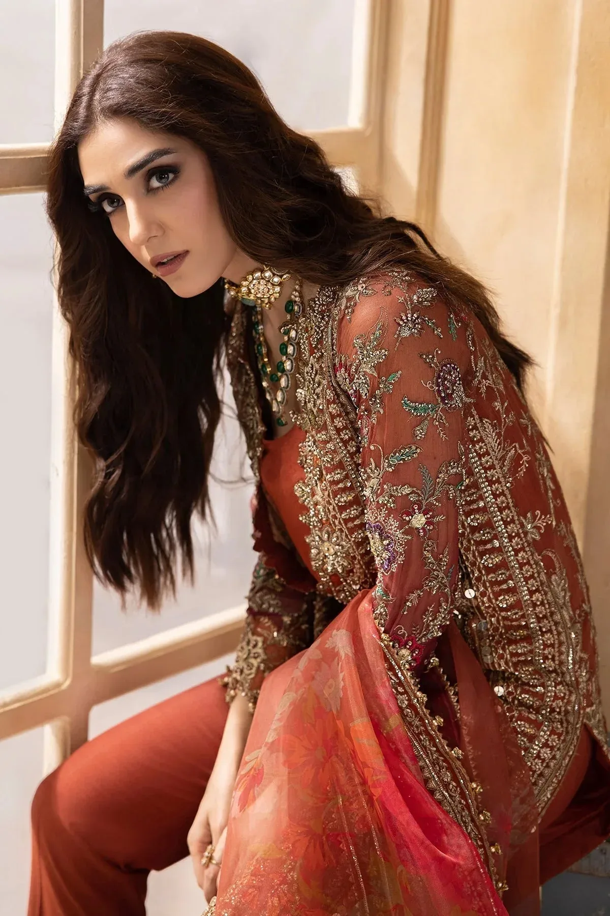 Charizma Dastan e Jashan Orange Raw Silk – view 6 – Poshaq
