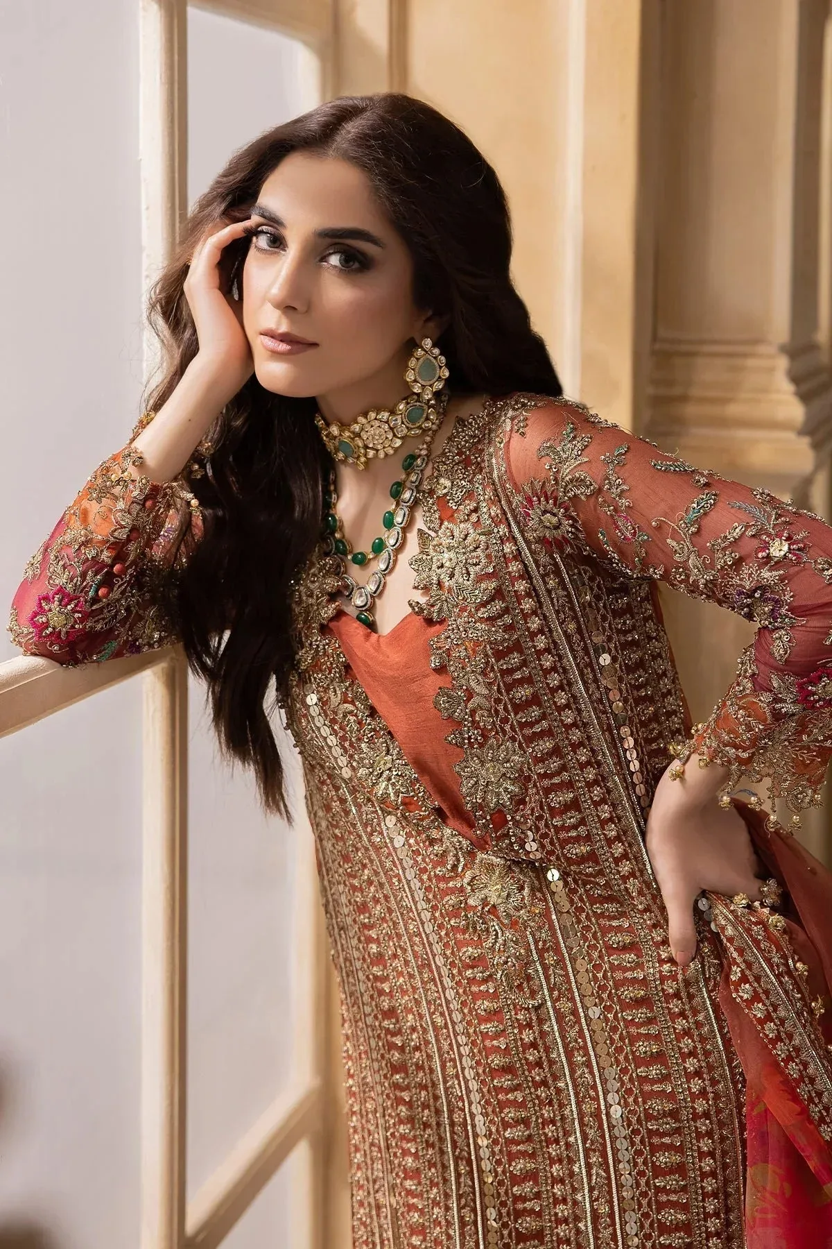 Charizma Dastan e Jashan Orange Raw Silk – view 7 – Poshaq