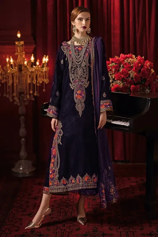 Charizma Signora Velvet Deep Purple Chiffon – view 1 – Poshaq