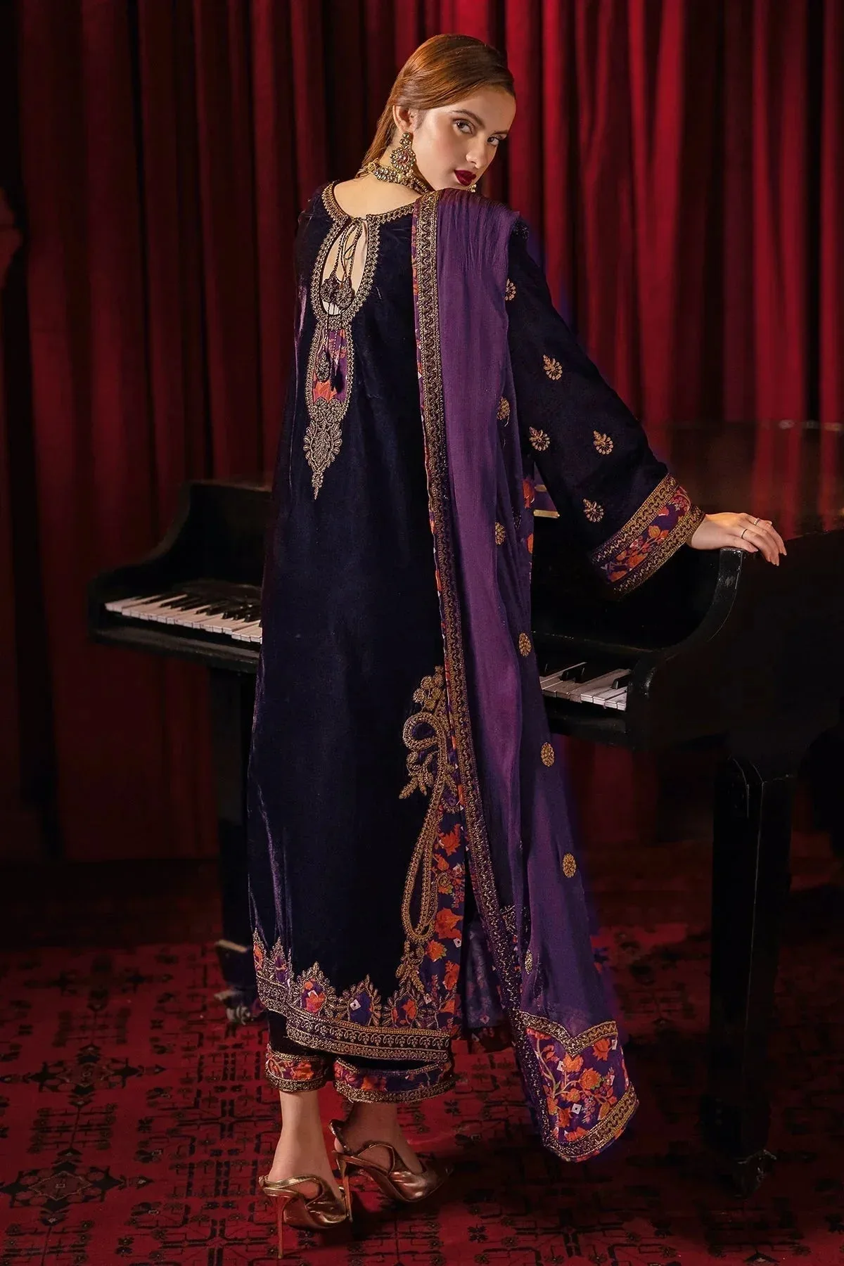 Charizma Signora Velvet Deep Purple Chiffon – view 2 – Poshaq