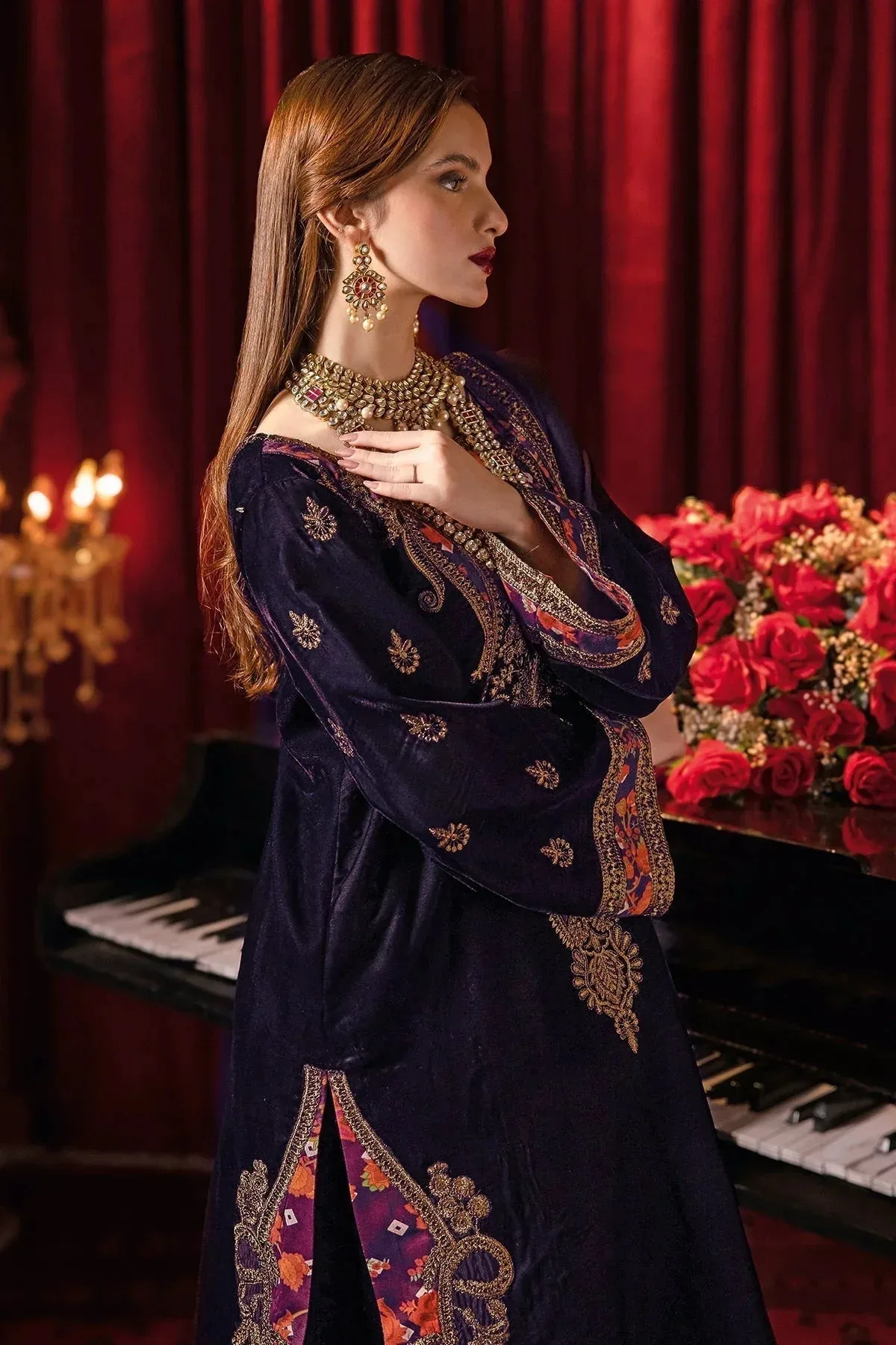 Charizma Signora Velvet Deep Purple Chiffon – view 3 – Poshaq
