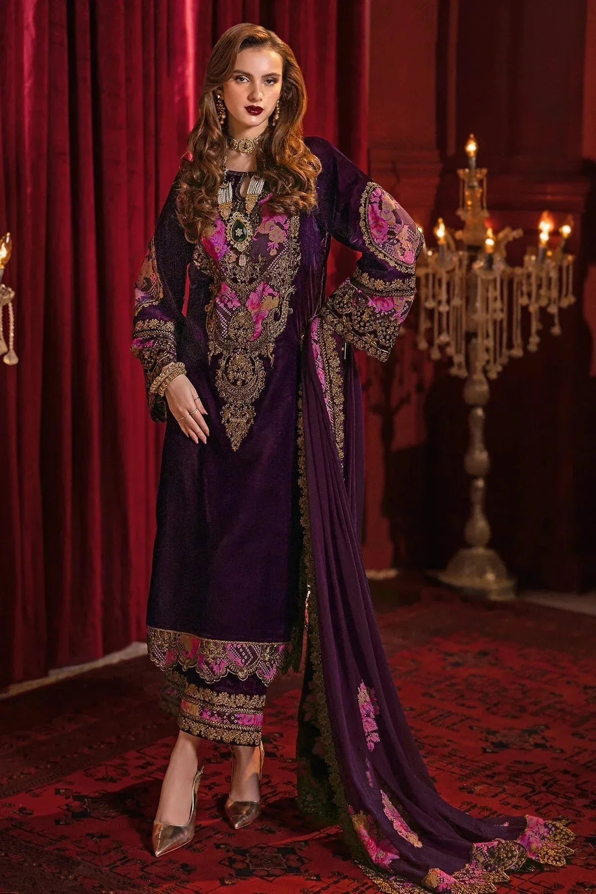 Charizma Signora Velvet Deep Purple Chiffon – view 1 – Poshaq