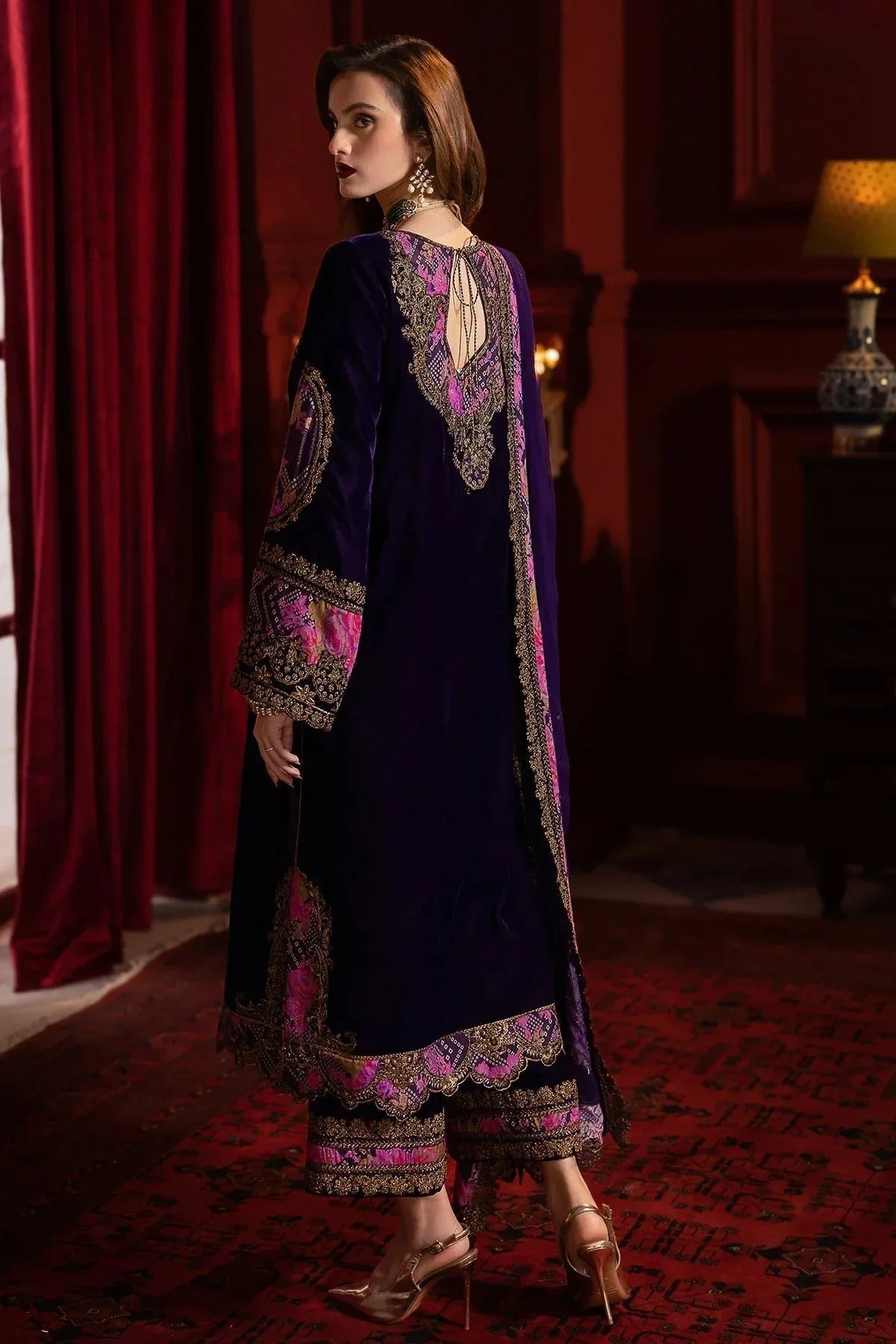 Charizma Signora Velvet Deep Purple Chiffon – view 2 – Poshaq