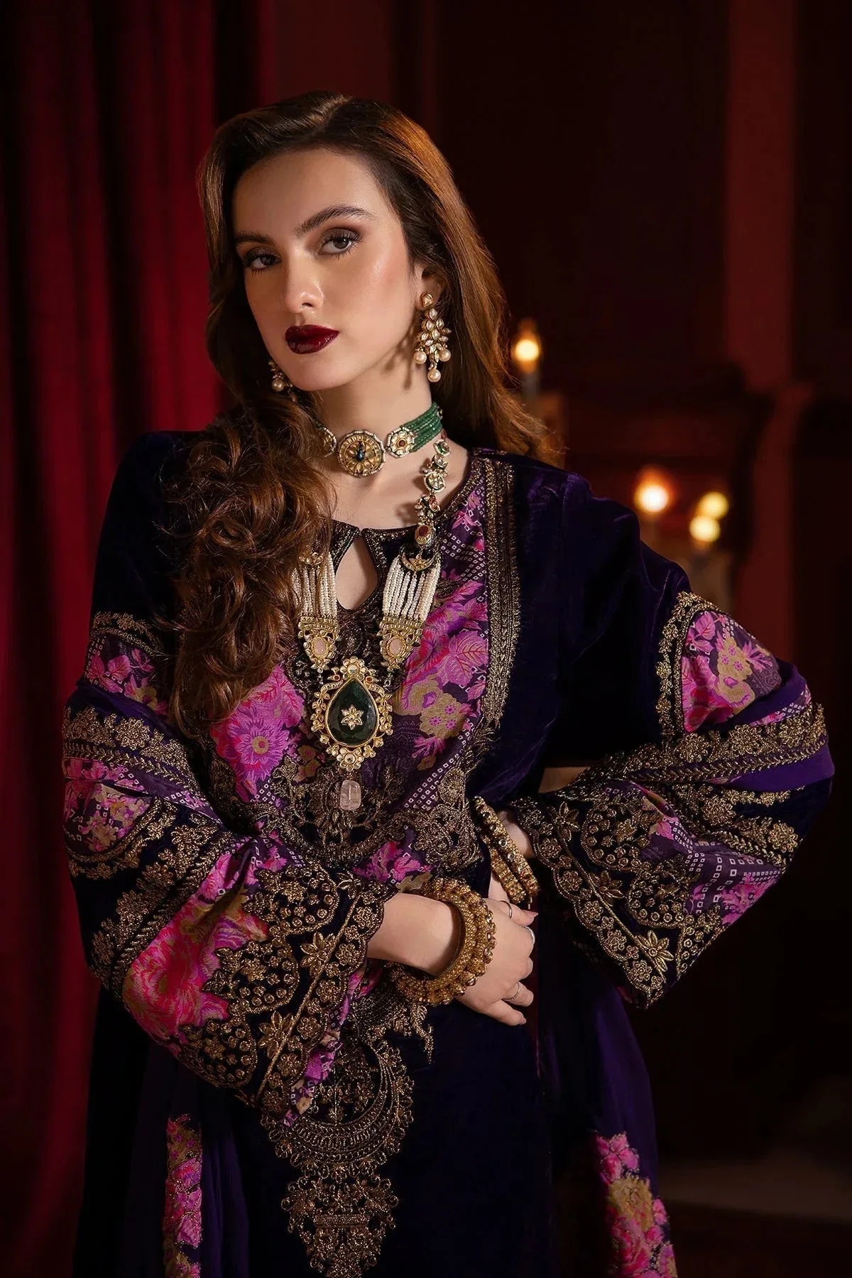 Charizma Signora Velvet Deep Purple Chiffon – view 4 – Poshaq