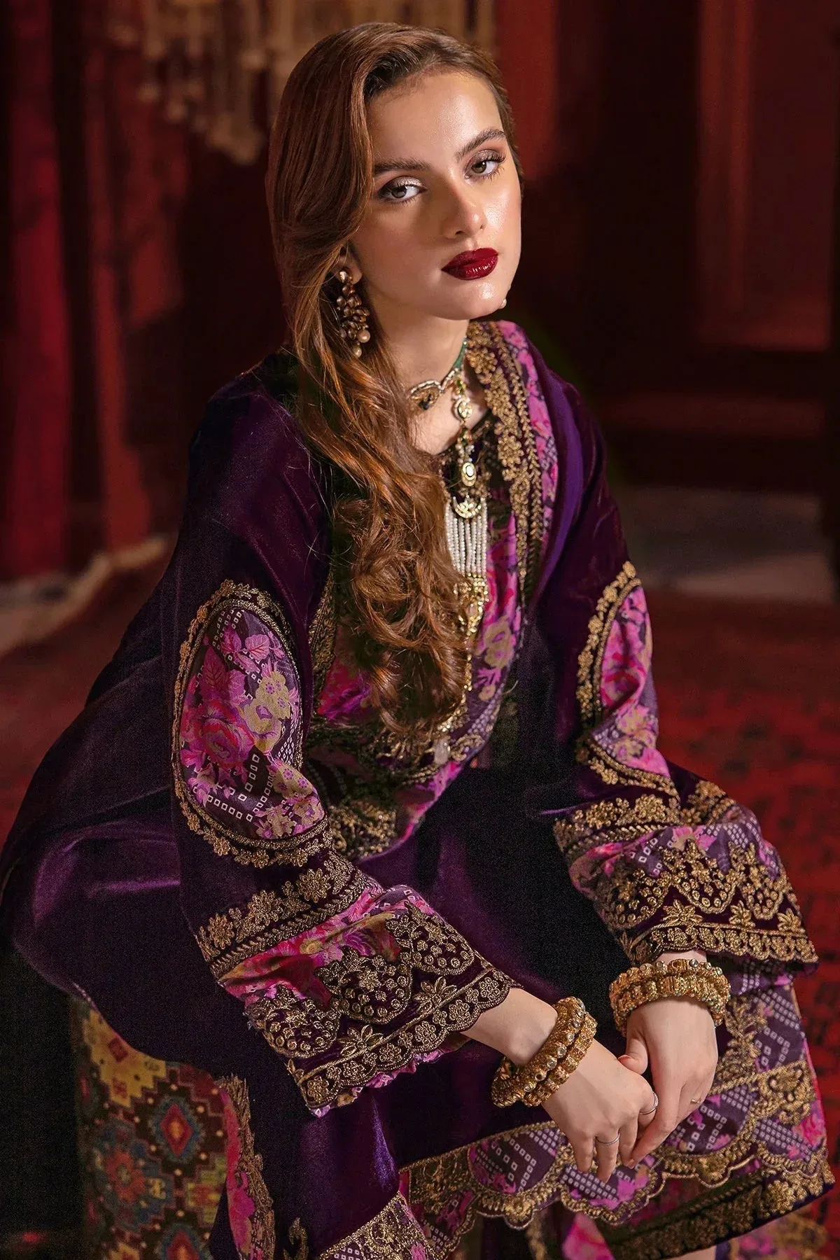 Charizma Signora Velvet Deep Purple Chiffon – view 5 – Poshaq