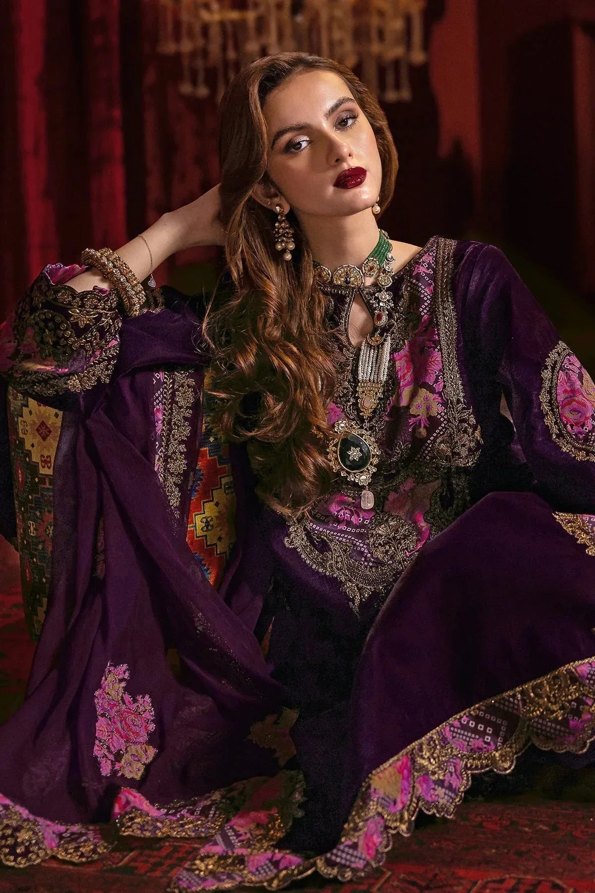 Charizma Signora Velvet Deep Purple Chiffon – view 6 – Poshaq