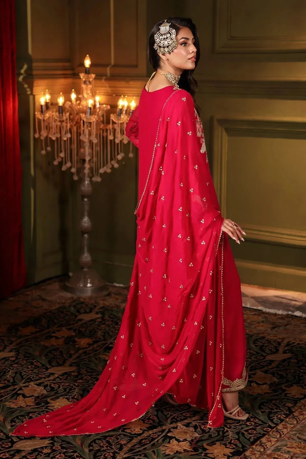 Charizma Festive Pret Red Raw Silk – view 2 – Poshaq