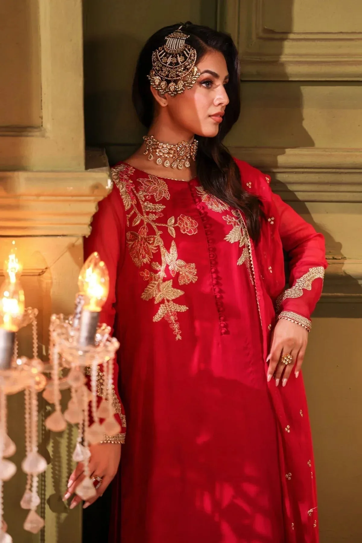 Charizma Festive Pret Red Raw Silk – view 4 – Poshaq
