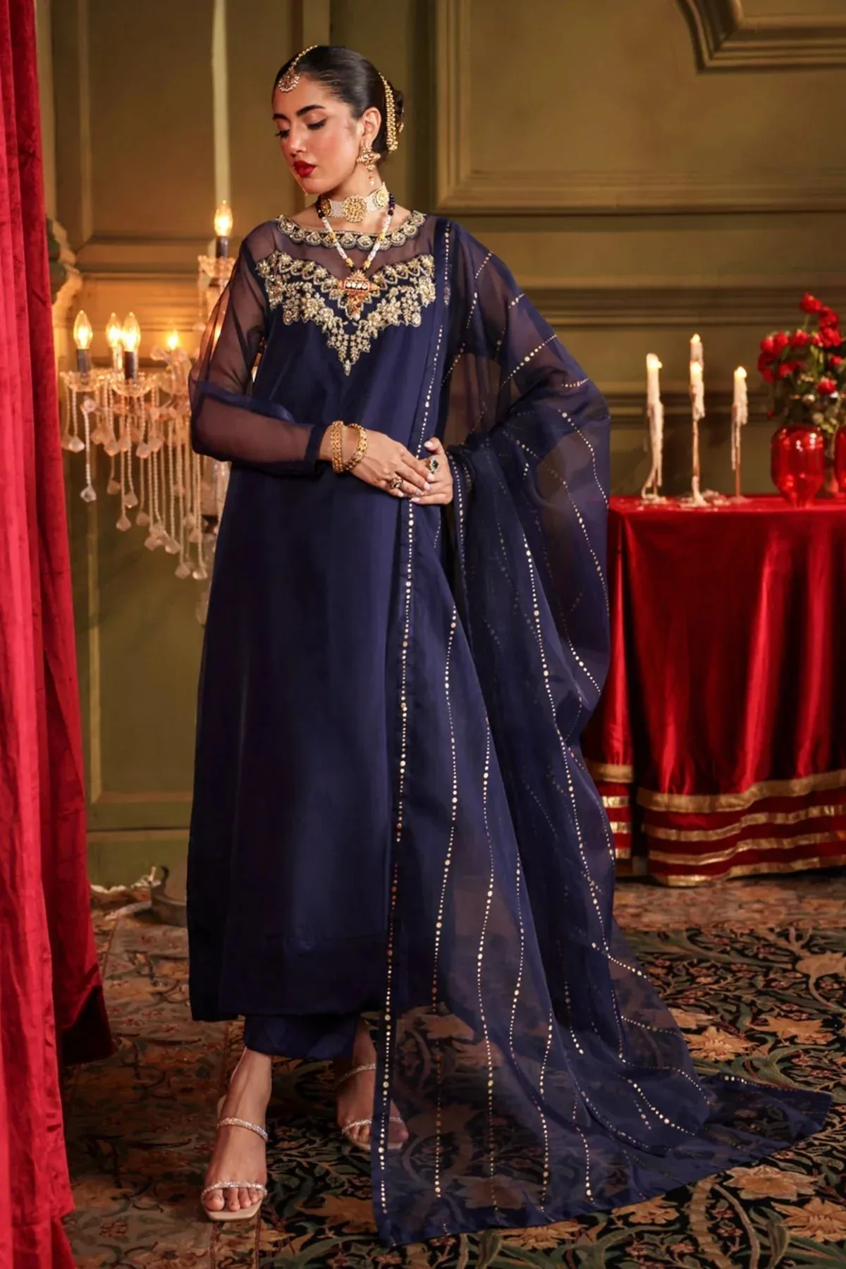 Charizma Festive Pret Blue Raw Silk – view 1 – Poshaq