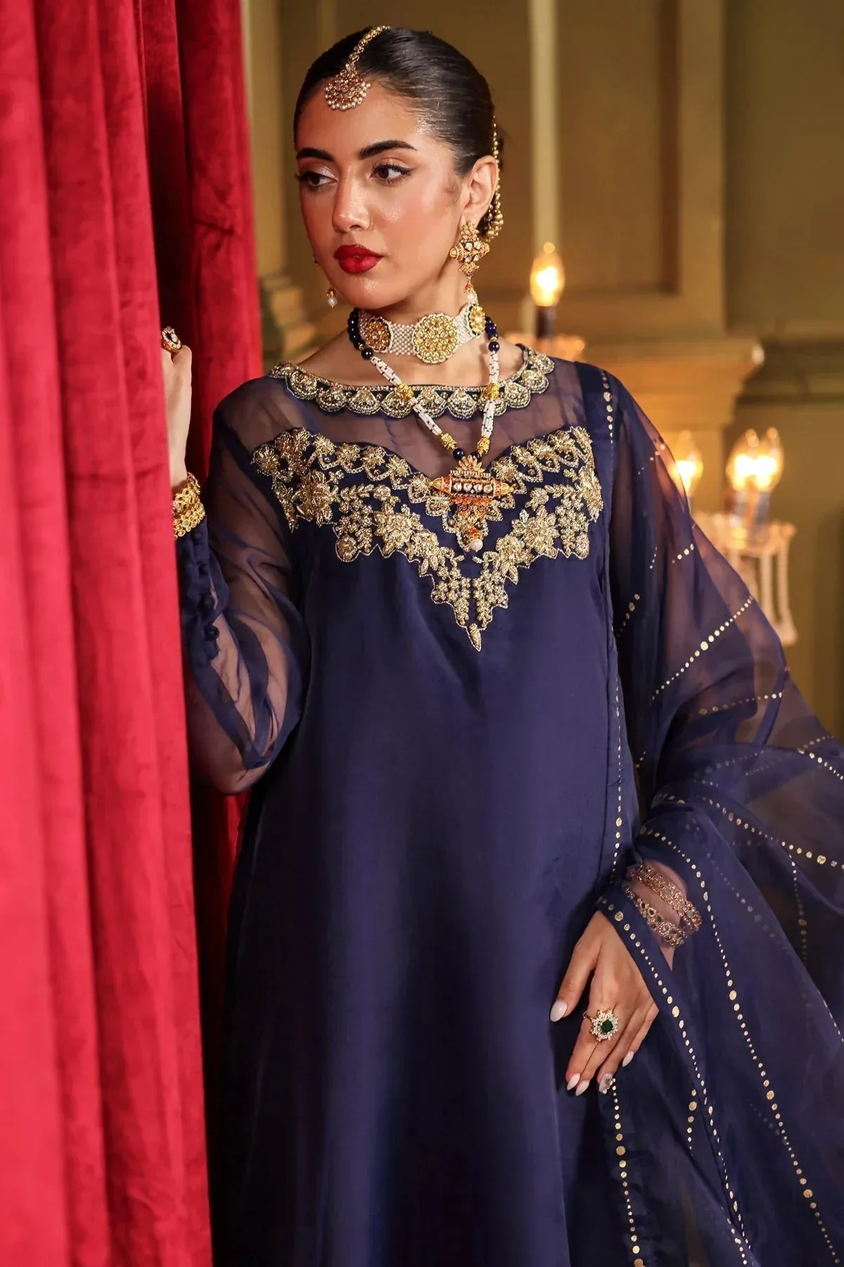 Charizma Festive Pret Blue Raw Silk – view 3 – Poshaq