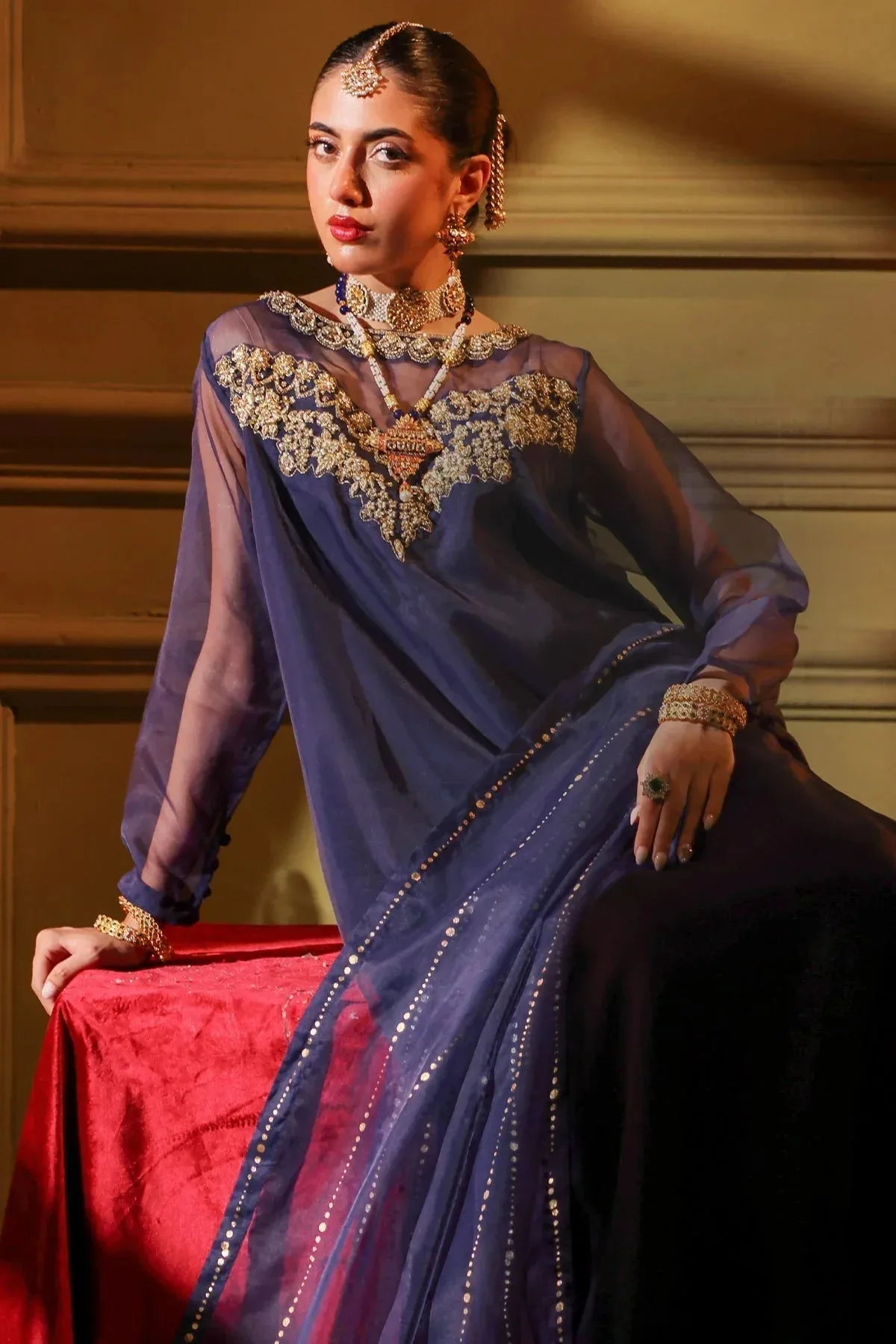 Charizma Festive Pret Blue Raw Silk – view 4 – Poshaq