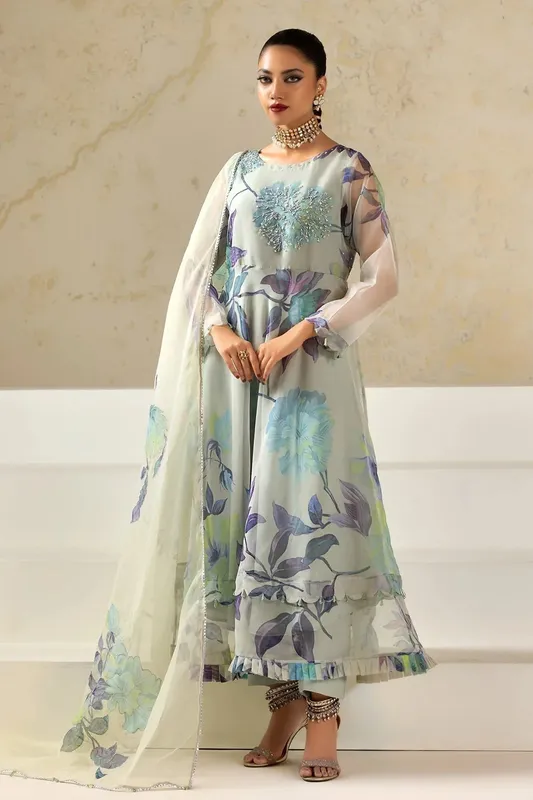 Charizma Festive Pret Blue Raw Silk – view 1 – Poshaq