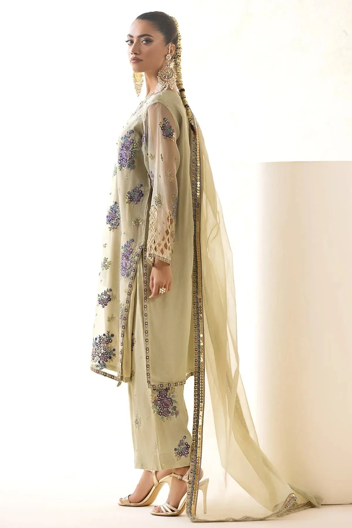 Charizma Festive Pret Olive Raw Silk – view 2 – Poshaq