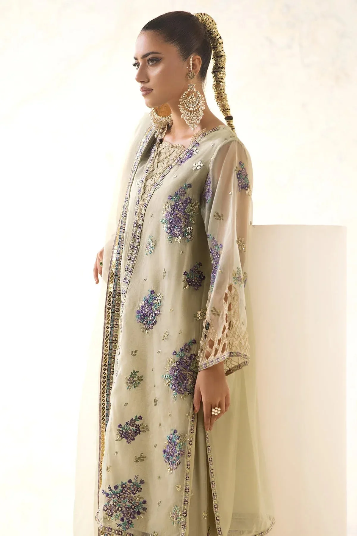 Charizma Festive Pret Olive Raw Silk – view 3 – Poshaq
