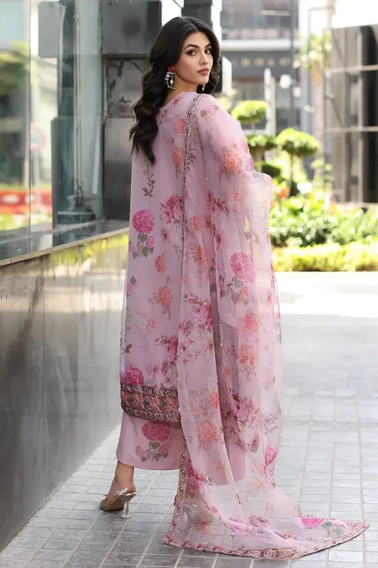 Charizma Festive Pret Pink Raw Silk – view 1 – Poshaq