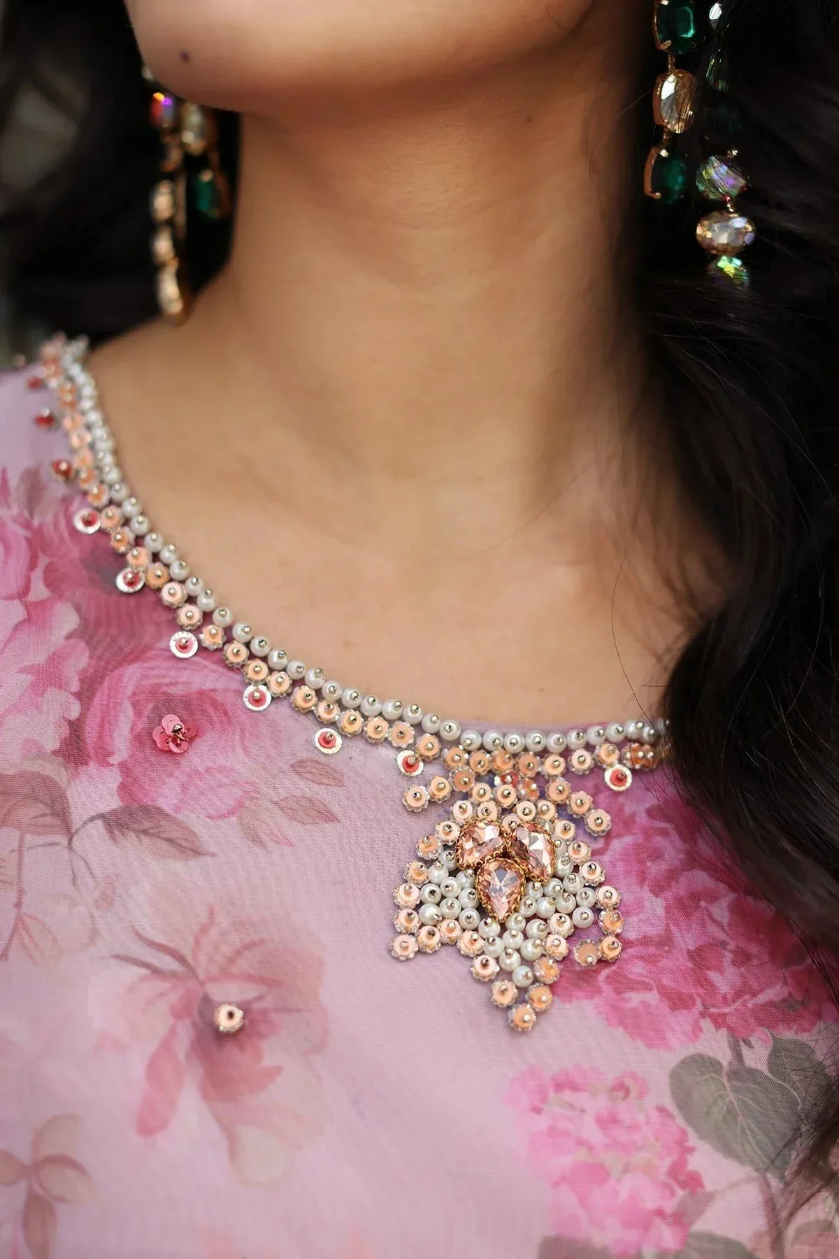 Charizma Festive Pret Pink Raw Silk – view 3 – Poshaq