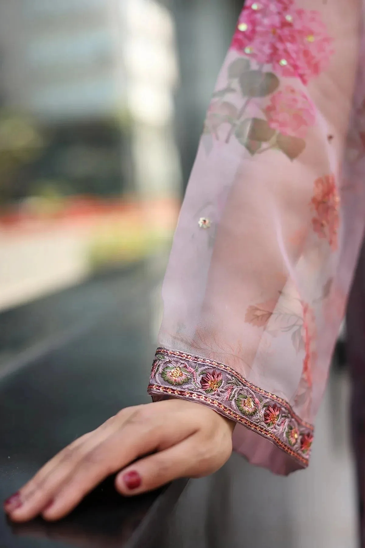 Charizma Festive Pret Pink Raw Silk – view 4 – Poshaq