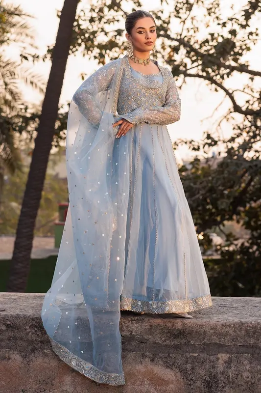 Charizma Festive Pret Blue Raw Silk – view 1 – Poshaq