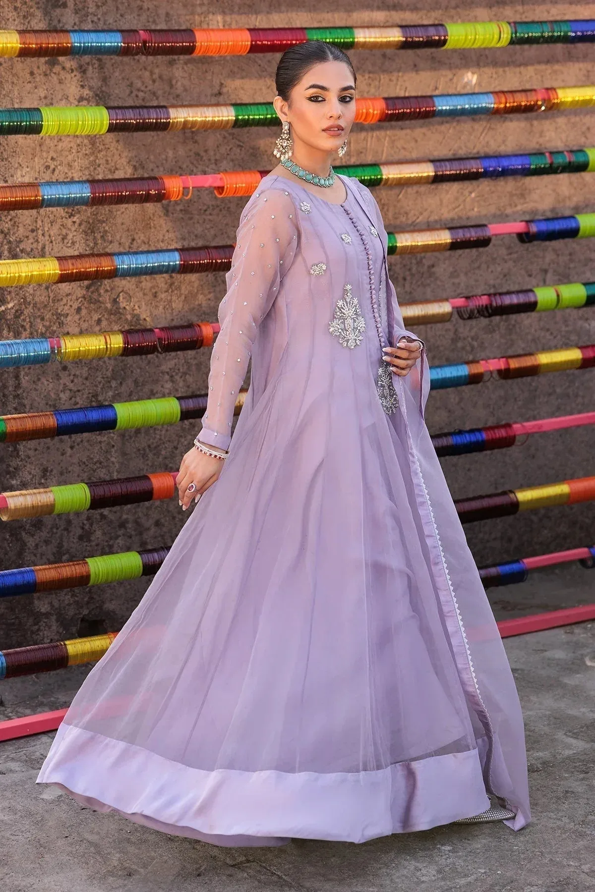 Charizma Festive Pret Lilac Raw Silk – view 5 – Poshaq