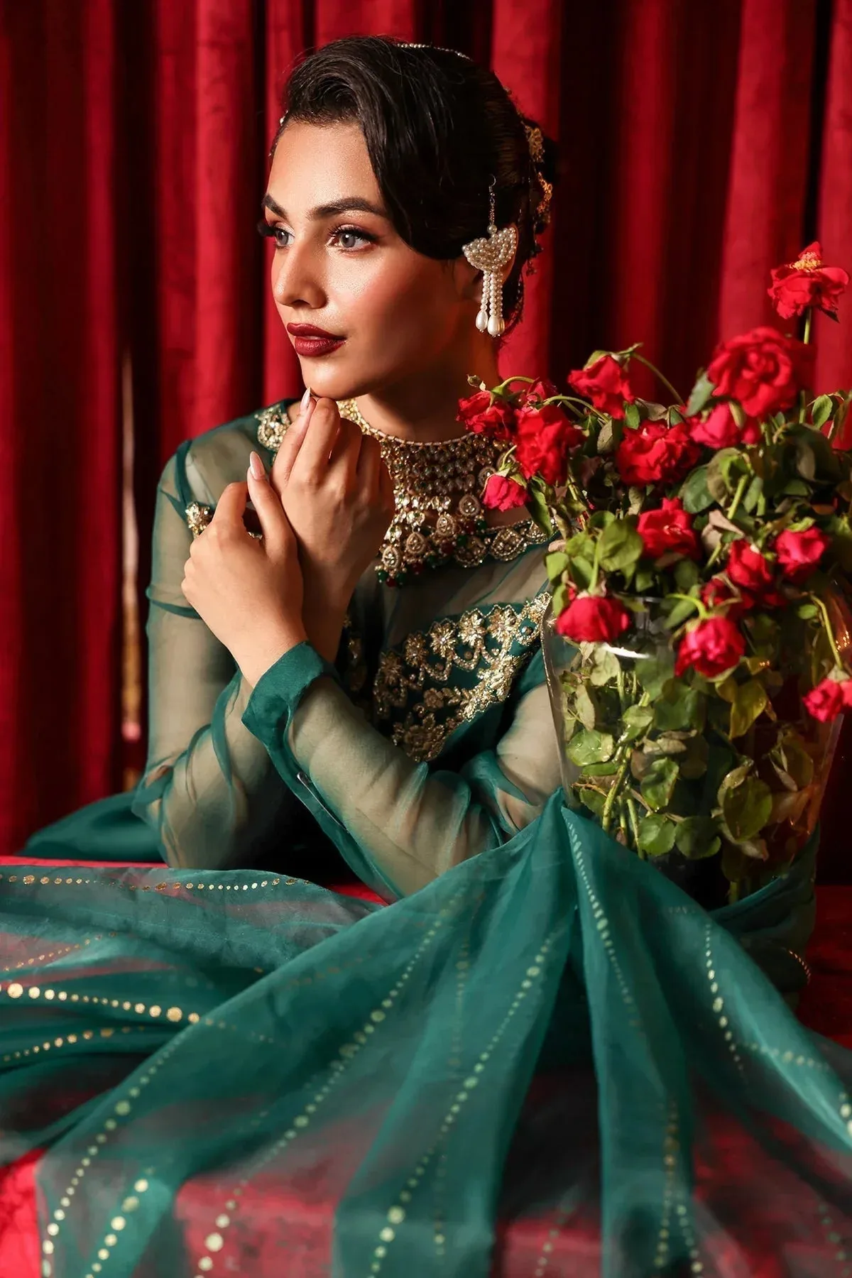 Charizma Festive Pret Green Raw Silk – view 3 – Poshaq