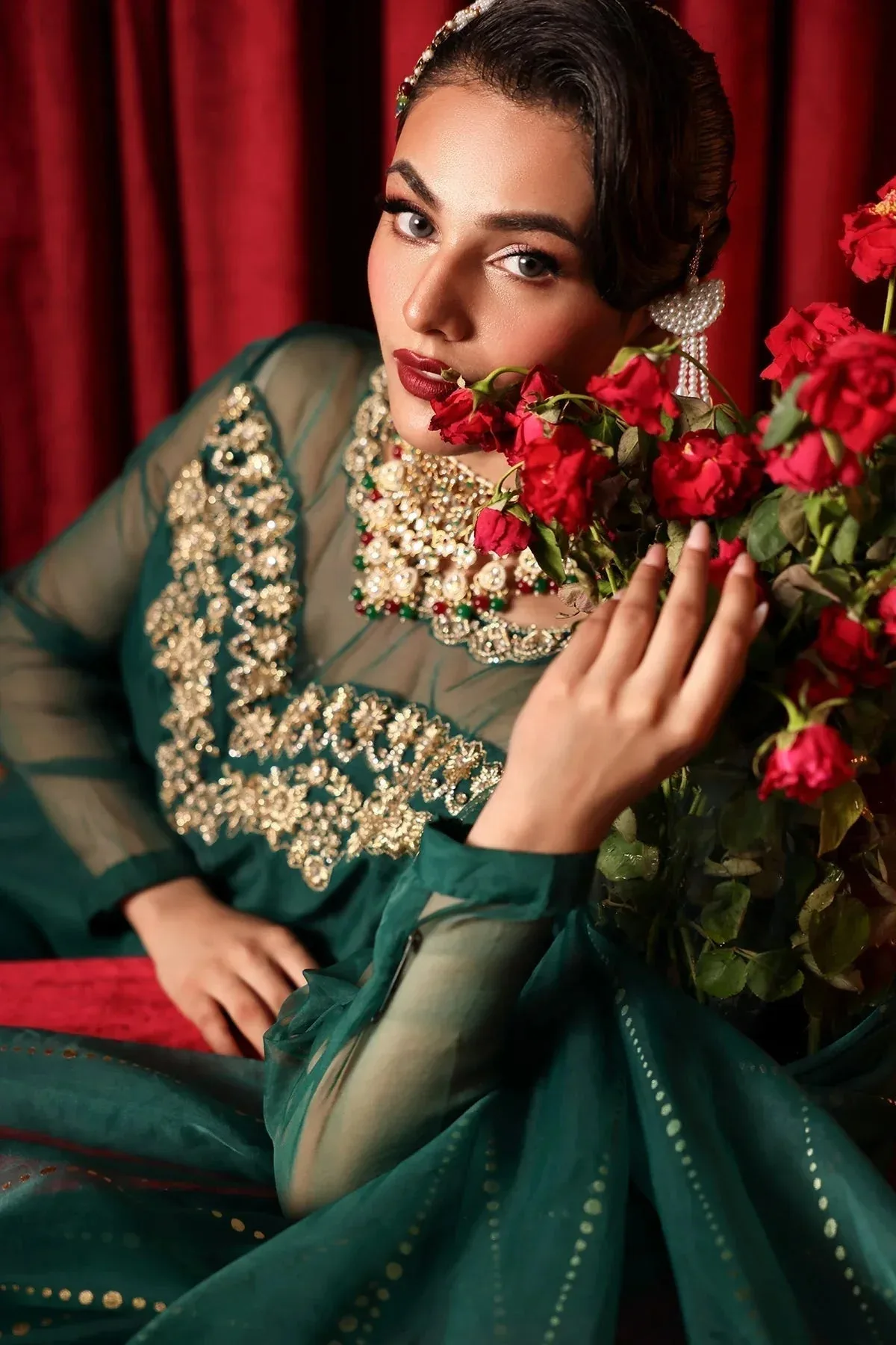 Charizma Festive Pret Green Raw Silk – view 4 – Poshaq