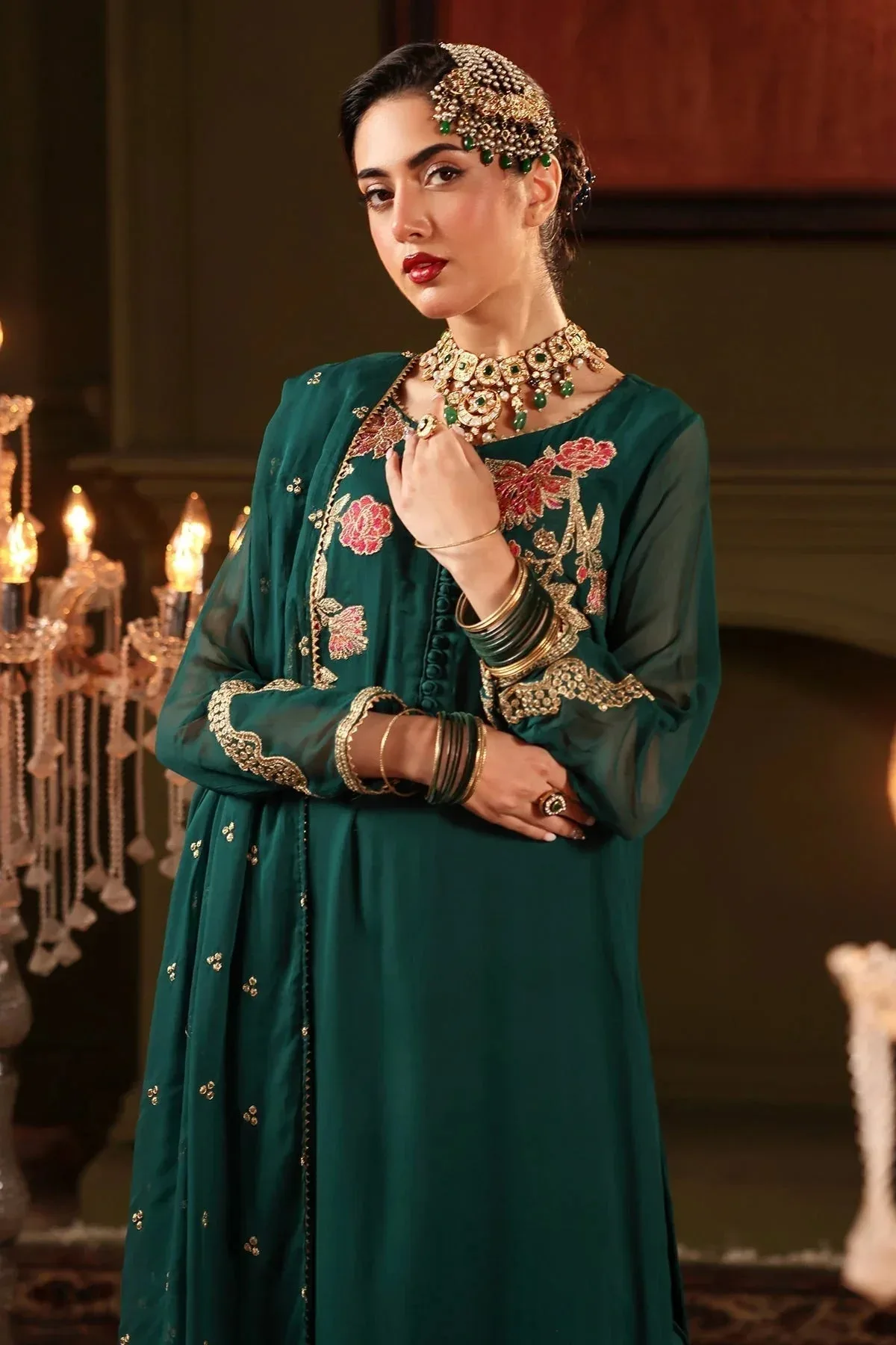 Charizma Festive Pret Green Raw Silk – view 3 – Poshaq