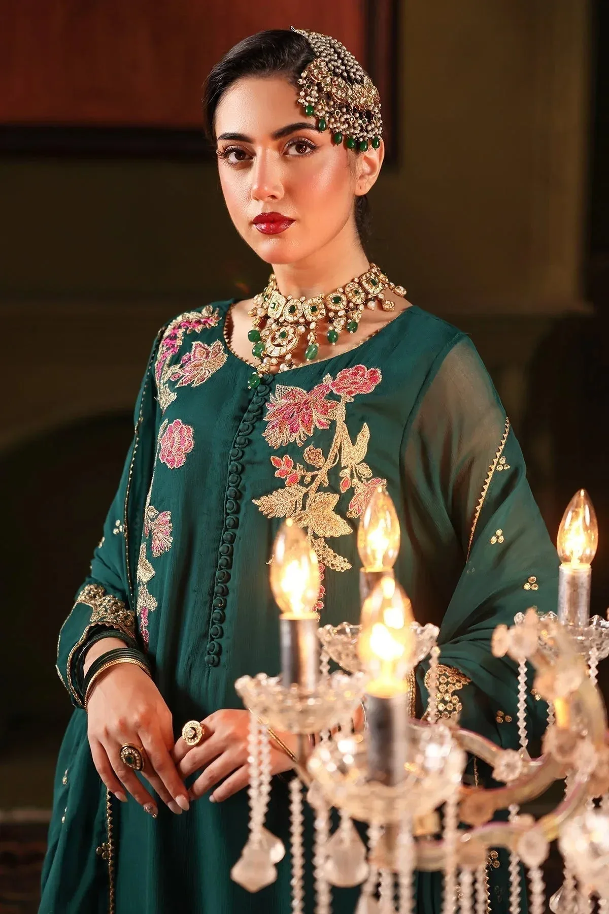 Charizma Festive Pret Green Raw Silk – view 4 – Poshaq
