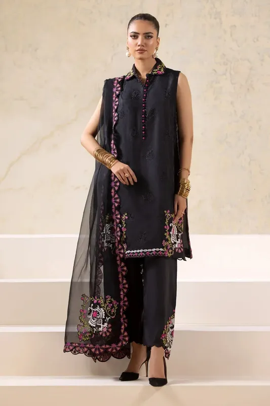 Charizma Festive Pret Black Raw Silk – view 1 – Poshaq