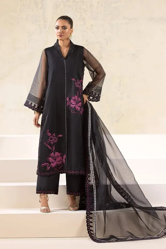 Charizma Festive Pret Black Raw Silk – view 1 – Poshaq