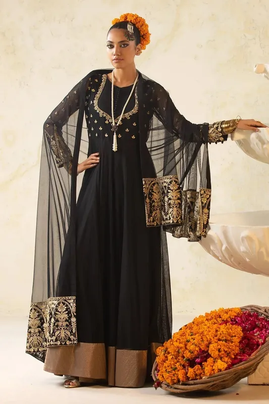 Charizma Festive Pret Black Raw Silk – view 1 – Poshaq