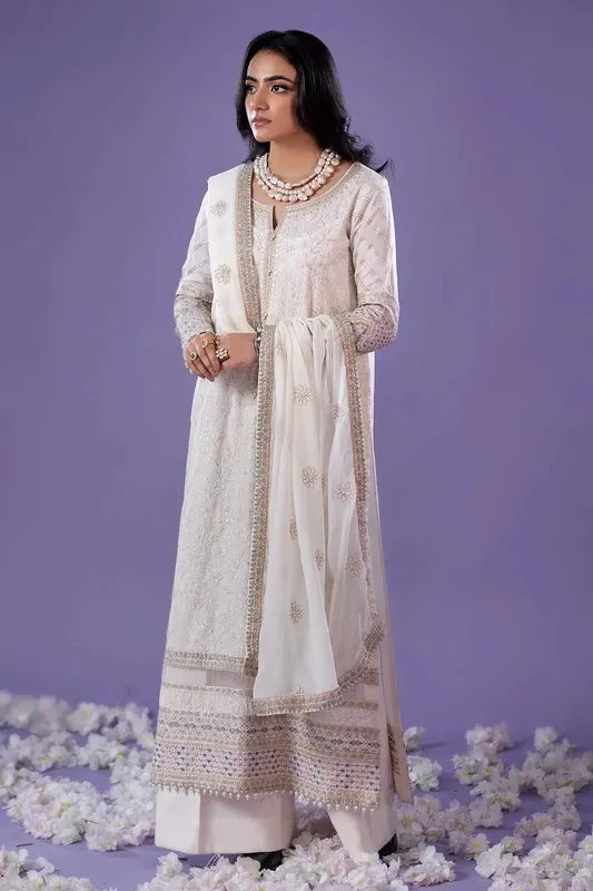 Charizma Festive Pret White Chiffon – view 1 – Poshaq